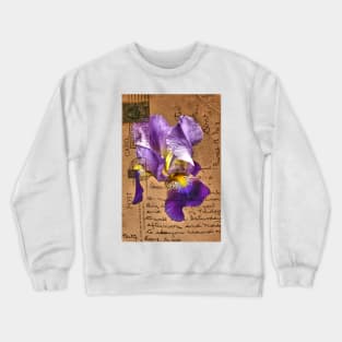 Iris on Vintage Post Card Crewneck Sweatshirt